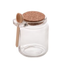 Porta Tempero de Vidro C/Tampa Rolha e Colher Bambu 240ml Lyor - 1
