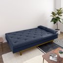 Ver imagem 2 de Sofá Cama 3 Lugares em Suede Tokio Yescasa Azul/Castanho