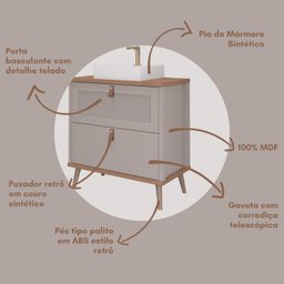 Gabinete para Banheiro com Cuba Mily Espresso Móveis - 6