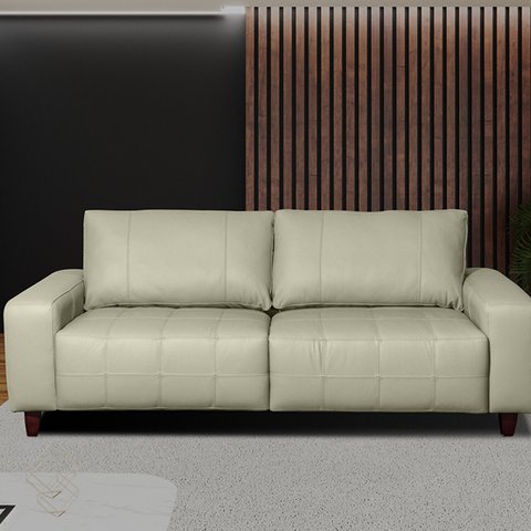 Sofá 3 Lugares 200cm Miami Couro Tiza Legítimo