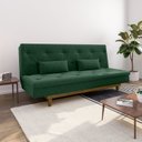 Ver imagem 1 de Sofá Cama 3 Lugares em Suede Tokio Yescasa Verde/Castanho
