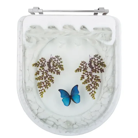 Assento Sanitário Decorado Calypso com Borboleta Azul para Vaso Incepa