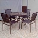 Ver imagem 1 de Conjunto Búzios - Mesa com Tampo Ripado em Alumínio com 1.0m de diâmetro e Quatro Cadeiras em Alumín