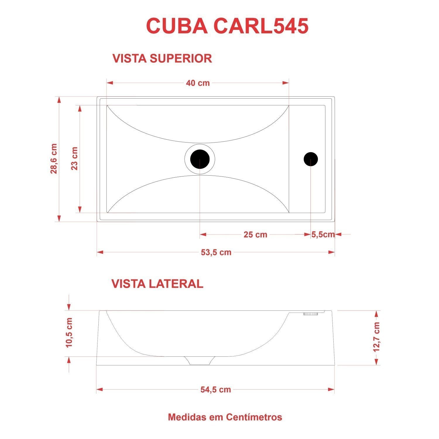 Cuba de Apoio para Banheiro Roma Rl545 Retangular - 3