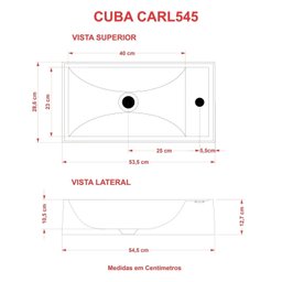 Cuba de Apoio para Banheiro Roma Rl545 Retangular - 3