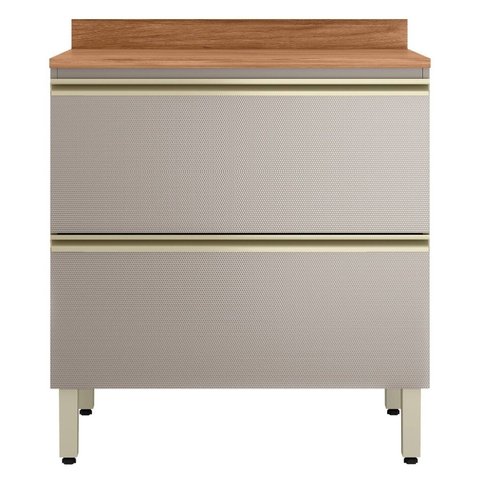 Balcão MDF 1 Porta e 1 Gaveta 80cm com Tampo Proença Bege/Nogueira/Nude Prime