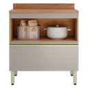 Ver mais imagens de Balcão MDF 1 Porta e 1 Gaveta 80cm com Tampo Proença Bege/Nogueira/Nude Prime