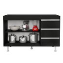 Ver imagem 3 de Balcão Gabinete Lux para Pia de 120cm 100% Mdf sem Tampo 02 Portas e 03 Gavetas Preto - Desk Design