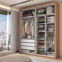 Ver imagem 2 de Guarda-roupa Solteiro Severo 4 Portas 3 Gavetas Cinamomo/off White - Panorama Móveis