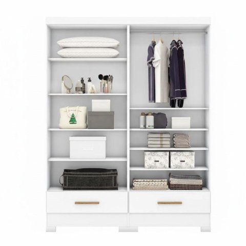 Closet Modulado 2 Peças 2 Gavetas Smart Versatile Espresso Móveis Branco
