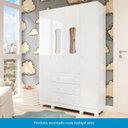Ver imagem 7 de Quarto de Bebê Guarda-Roupa 4 Portas Cômoda e Berço 100% MDF Lana Espresso Móveis Branco Brilho