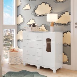 Quarto de Bebê com Guarda-Roupas 4 Portas Janeladas Cômoda e Berço 100% MDF Lana Espresso Móveis - 8