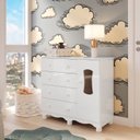 Ver mais imagens de Quarto de Bebê Guarda-Roupa 4 Portas Cômoda e Berço 100% MDF Lana Espresso Móveis Branco Brilho