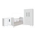 Ver imagem 3 de Quarto de Bebê Guarda-Roupa 4 Portas Cômoda e Berço 100% MDF Lana Espresso Móveis Branco Brilho