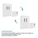 Ver imagem 6 de Quarto de Bebê Guarda-Roupa 4 Portas Cômoda e Berço 100% MDF Lana Espresso Móveis Branco Brilho