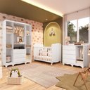 Ver imagem 2 de Quarto de Bebê Guarda-Roupa 4 Portas Cômoda e Berço 100% MDF Lana Espresso Móveis Branco Brilho