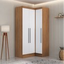 Ver imagem 1 de Guarda-Roupa Modulado Viena 3 Portas 4 Gavetas 2 Peças Yescasa Marrom/Nogal/Branco