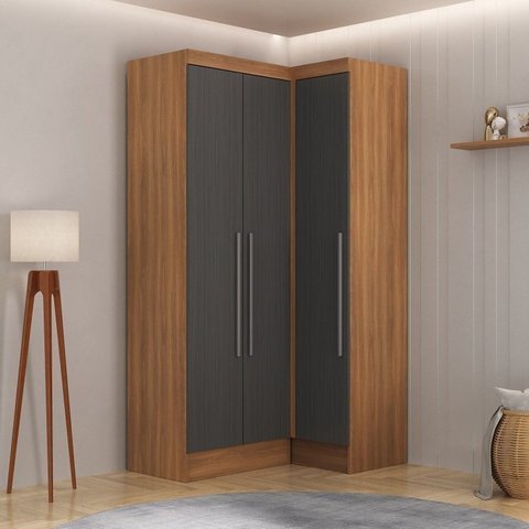 Guarda-Roupa Modulado Viena 3 Portas 4 Gavetas 2 Peças Yescasa Marrom/Nogal/Grafite