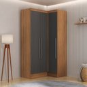 Ver imagem 1 de Guarda-Roupa Modulado Viena 3 Portas 4 Gavetas 2 Peças Yescasa Marrom/Nogal/Grafite