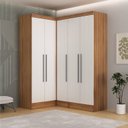 Ver imagem 1 de Guarda-Roupa Modulado Viena 5 Portas 4 Gavetas 3 Peças Yescasa Marrom/Nogal/Branco