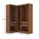 Ver imagem 4 de Guarda-Roupa Modulado Viena 5 Portas 4 Gavetas 3 Peças Yescasa Marrom/Nogal/Branco