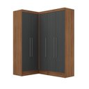 Ver imagem 3 de Conjunto de Guarda-Roupa Modulado 5 Portas 4 Gavetas 3 Peças Viena Yescasa Marrom/Nogal/Grafite