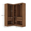 Ver imagem 4 de Conjunto de Guarda-Roupa Modulado 5 Portas 4 Gavetas 3 Peças Viena Yescasa Marrom/Nogal/Grafite