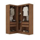 Ver imagem 2 de Conjunto de Guarda-Roupa Modulado 5 Portas 4 Gavetas 3 Peças Viena Yescasa Marrom/Nogal/Grafite