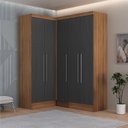Ver imagem 1 de Conjunto de Guarda-Roupa Modulado 5 Portas 4 Gavetas 3 Peças Viena Yescasa Marrom/Nogal/Grafite