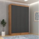 Ver imagem 1 de Conjunto Guarda-Roupa Modulado Viena 4 Portas 4 Gavetas 2 Peças Yescasa Marrom/Nogal/Grafite