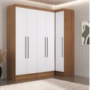 Ver imagem 1 de Conjunto de Guarda-Roupa Modulado 5 Portas 4 Gavetas 2 Peças Viena Yescasa Marrom/Nogal/Branco