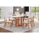 Ver imagem 1 de Conjunto: Mesa Sala Jantar Natalí C/ Tampo Madeirado C/ Vidro Reto 160x90cm e 6 Cadeiras Milla