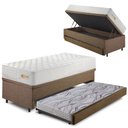 Ver imagem 1 de Bicama Box Baú Linho 88x188 com Colchão Ecoline D33 Ecoflex