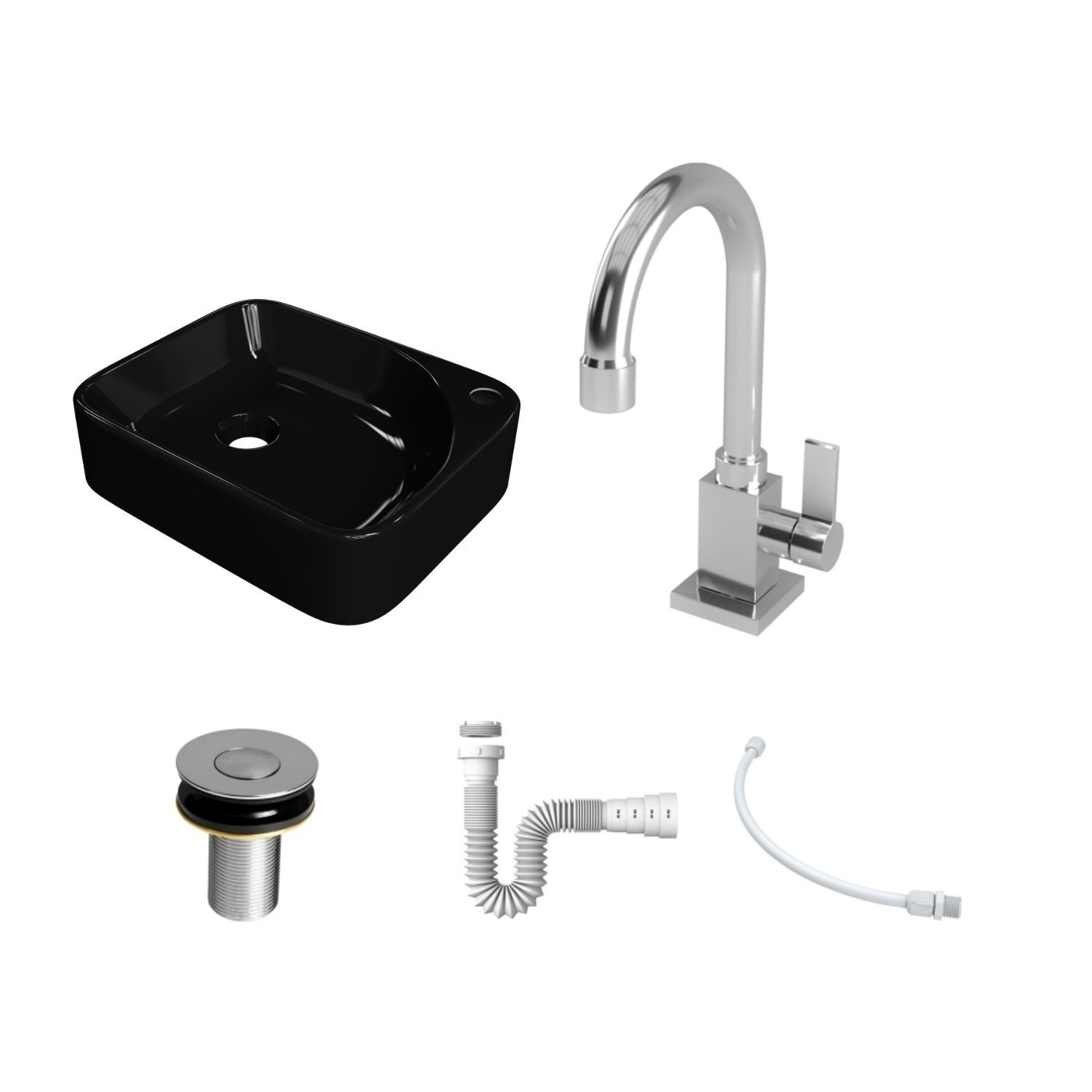 Kit Cuba Ro36 Cross com Torneira Luxo e Válvula Botão com Sifão e Flexível - 3