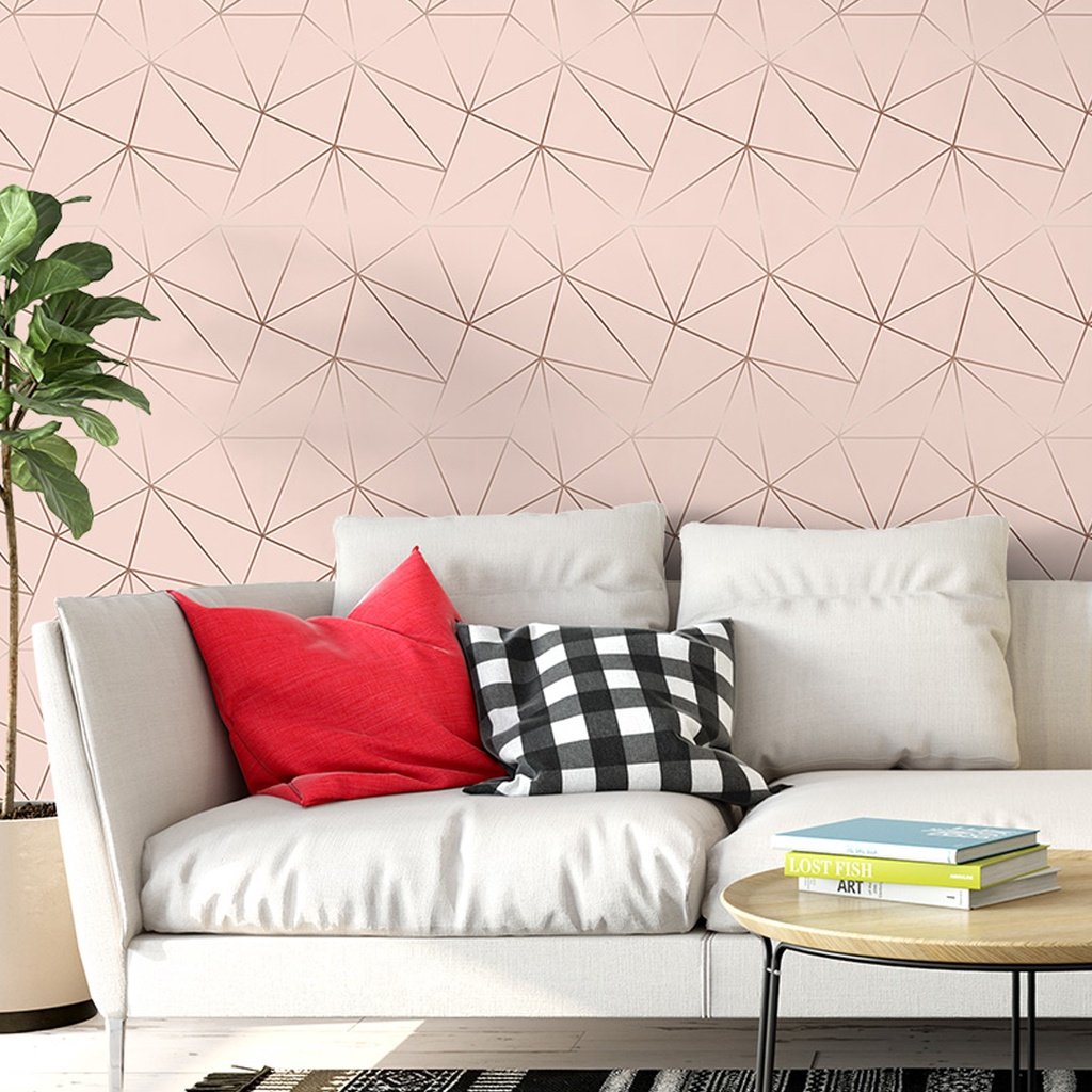 Papel de Parede Adesivo Zara Rose Gold, Tons de Rosa e Dourado Rolo de 3 Metros Lavável, Para Quarto - 4