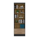 Ver imagem 4 de Livreiro com 2 Gavetas Qmovi Preto Fosco/carvalho Toque Rústico