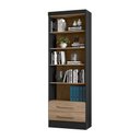 Ver imagem 3 de Livreiro com 2 Gavetas Qmovi Preto Fosco/carvalho Toque Rústico