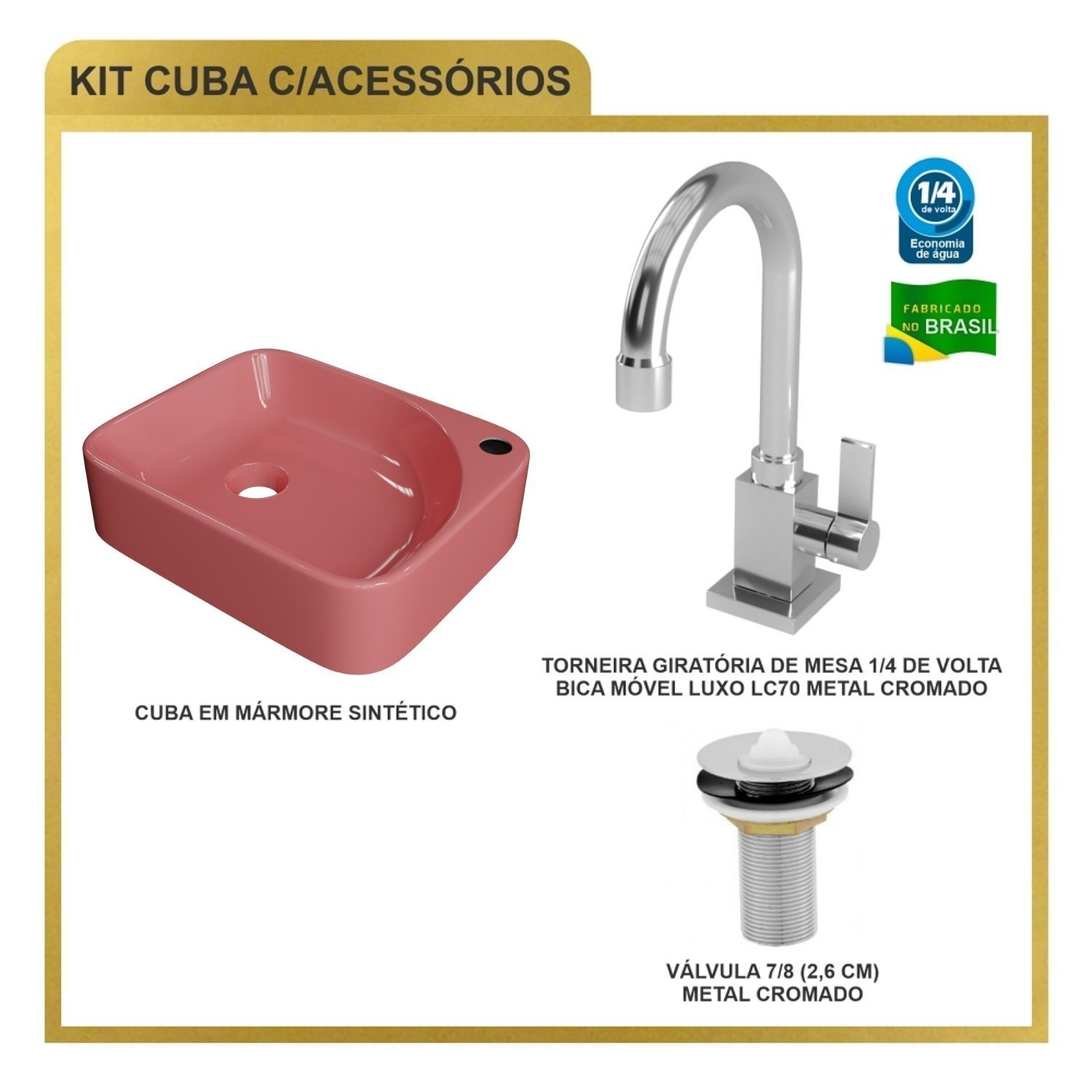 Kit Cuba Ro36 Cross com Torneira Luxo e Válvula Metal - 8