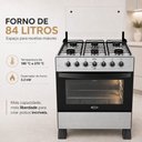 Ver imagem 5 de Fogão a Gás Delicato 6 Bocas com Forno 84 Litros Mesa em Aço Inox com Tampa de Vidro Clarice