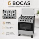 Ver imagem 4 de Fogão a Gás Delicato 6 Bocas com Forno 84 Litros Mesa em Aço Inox com Tampa de Vidro Clarice