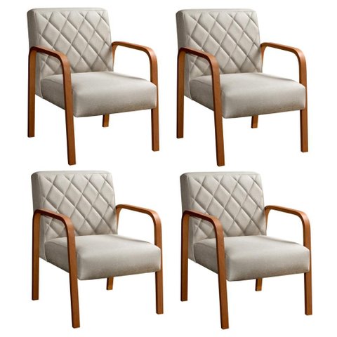 Kit 4 Poltronas Lara Cor:Linho Bege 140