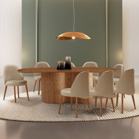Conjunto para Sala de Jantar com 8 Cadeiras Ester Marrom/Turim/Imbuia