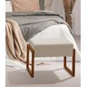 Puff Retangular 59cm Decoração Sala Recepção Reforçado Pes Dourado Cor:areia - 2