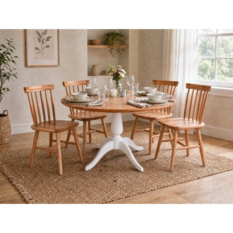 Conjunto Mesa Pé Central Redonda c/4 Cadeiras
