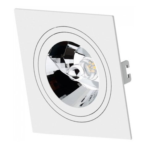 KIT 3 Spots Embutir AR111 Quadrado Branco Face Plana - SaveEnergy
