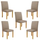 Ver imagem 1 de Kit 5 Cadeiras de Sala de Jantar Estofadas Veiga Madeira Maciça Linho Bege Escuro G78 - Gran Belo Ca