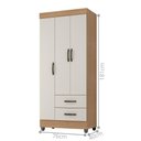 Ver imagem 4 de Guarda Roupa Solteiro Nilo 3 Portas 2 Gavetas MDP Nature Off White Leão Móveis