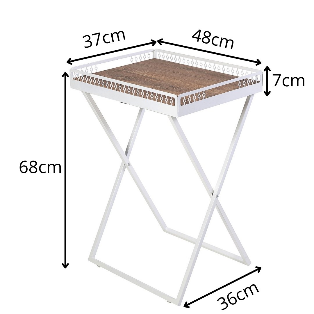 Mesinha Dobrável Para Canto do Café Com Bandeja Branca - 5