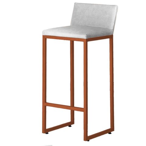 Banqueta Alta Luxo Dani com Encosto - Base Metal Bronze:branco