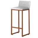Ver imagem 1 de Banqueta Alta Luxo Dani com Encosto - Base Metal Bronze:branco